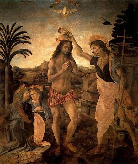 Baptism of Christ by Leonardo da Vinci